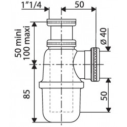 Valentin Siphon de lavabo et vasque réglable en laiton Nickelé mat Kobleo