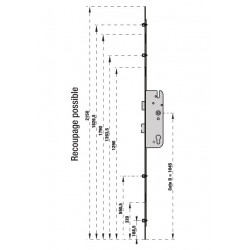 Thirard Serrure encastrer 5 points SECURY R4 40mm carré 7/EA70 hauteur poignée Kobleo