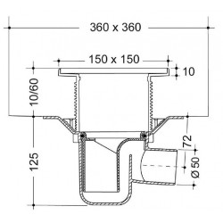 Nicoll Siphon Docia Sicax pour douche carrelée 150x150mm Horizontale Kobleo