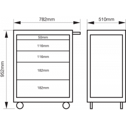 Bahco Servante storage HUB E72 26 5 tiroirs bleu charge 600 kg 952x510x78 Bahco Kobleo