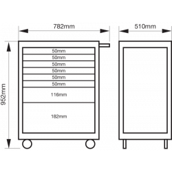 Bahco Servante « Storage HUB » E72 66 cm avec 8 tiroirs Noire 1472K8BLACK Kobleo