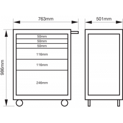 Bahco Servante classique C75 6 tiroirs noir charge 600 kg 986x501x763mm 1475 Bahco Kobleo
