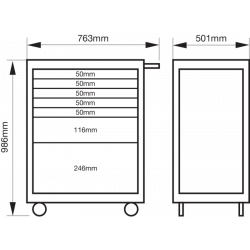 Bahco Servante classique C75 7 tiroirs noir charge 600 kg 986x501x763mm 1475 Bahco Kobleo