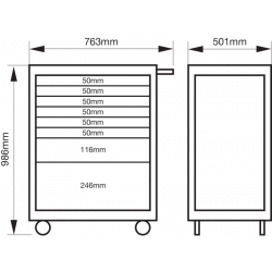 Bahco Servante classique C75 26 8 tiroirs noir charge 600 kg 986x501x763mm  Kobleo