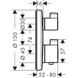 Hansgrohe Set mitigeur thermostatique Ecostat S encastré robinet d'arrêt inverse Kobleo