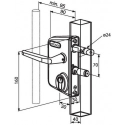 Locinox Serrure LCKX Thermolaquée verte Axe à 70 mm Kobleo
