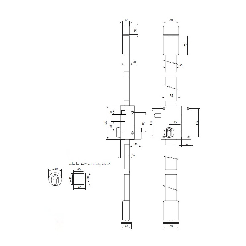 Thirard Serrure TARGA CP TRANSIT 2 à tirage 75 x 130 mm Gauche 4 clés Kobleo Thirard Serrure TARGA CP TRANSIT 2 à tirage 75 x 130 mm Gauche 4 clés Kobleo