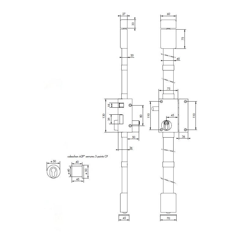 Thirard Serrure CP TRANSIT 2 à fouillot 75x130mm porte ép 50 mm Droite 4 clés Kobleo Thirard Serrure CP TRANSIT 2 à fouillot 75x130mm porte ép 50 mm Droite 4 clés Kobleo