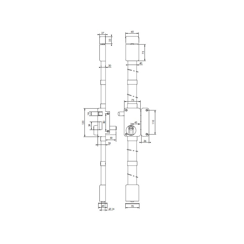 Thirard Serrure BELUGA Marron CP TRANSIT 2 à tirage 75x130mm Droite 4 clés Kobleo Thirard Serrure BELUGA Marron CP TRANSIT 2 à tirage 75x130mm Droite 4 clés Kobleo