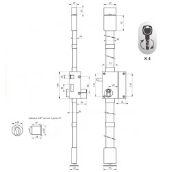 Thirard Serrure 3 points TARGA CP TRANSIT 2 à tirage 75 x 130 mm gauche 4 clés Kobleo