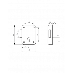 Thirard Serrure 60mm axe 35mm gauche 8363 Thirard Kobleo
