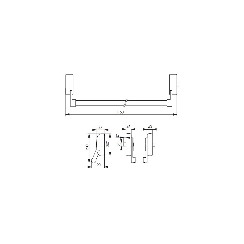 Thirard Serrure Anti-panique 1 point latéral réversible laqué noir porte maxi Kobleo Thirard Serrure Anti-panique 1 point latéral réversible laqué noir porte maxi Kobleo