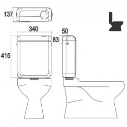 Regiplast Réservoir Réservoir plastique 2 en 1 double débit Duetto 4150 Regiplast Kobleo