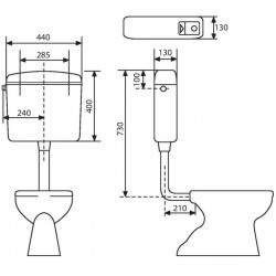 Regiplast Réservoir semi-bas extra plat, double débit Bi-flo 251 251 Regiplast Kobleo