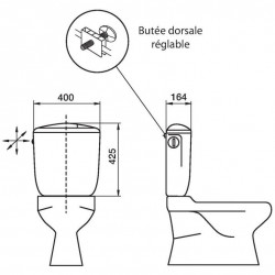 Regiplast Réservoir Registar attenant 2150 3/6 L double débit 2150 Regiplast Kobleo