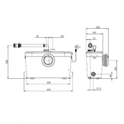 SFA Sanibroyeur UP 400W évacuation Diam 22 / 28 / 32 mm Kobleo