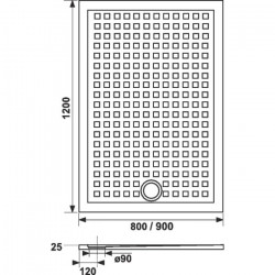 Creazur Receveur rectangulaireExtra plat 25mm Resisol 120 x 80 cm 200605 Creazur Kobleo