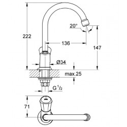 Grohe Robinet lave-mains bec mobile Costa L Kobleo