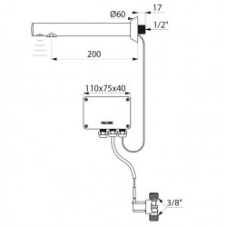 Delabie Robinet électronique de lavabo BINOPTIC encastré avec transfo 230/12 V Kobleo