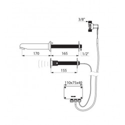 Delabie Robinet lavabo électronique TEMPOMATIC sur secteur 230/12V Bec fixe ch Kobleo