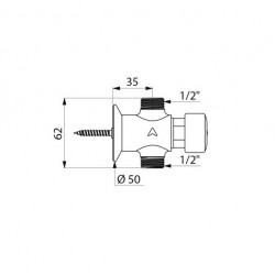 Delabie Robinet de douche TEMPOSTOP temporisé env 15 sec M1/2 en laiton chrom Kobleo