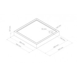 Ondée Receveur de douche à poser carré lisse 90 x 90 cm en acrylique blanc L Kobleo