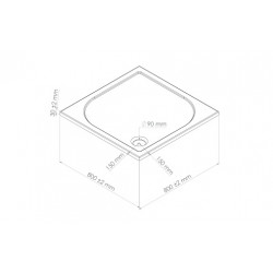 Ondée Receveur douche carré 80 x 80 cm béton synthèse extra-plat coloris bla Kobleo