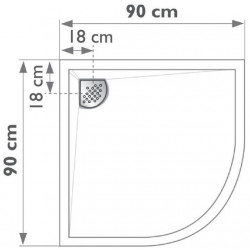 Kinedo Receveur de douche 1/4 de rond 90 x 90 x 8,5 cm Kinecompact RD537 Kinedo Kobleo