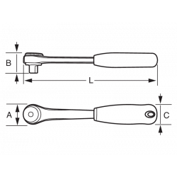 Bahco Cliquet réversible ronde 1/4'' avec 72 dents et un angle d'action de 5 Bahco Kobleo
