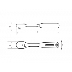 Bahco Cliquet réversible tête fine 1/4'' avec 72 dents et un angle d'action  Kobleo Bahco Cliquet réversible tête fine 1/4'' avec 72 dents et un angle d'action  Kobleo
