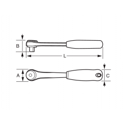 Bahco Cliquet réversible à tête articulée 3/8 60 dents 280 mm 7710 Bahco Kobleo