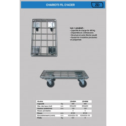 Stockman Chariot fil d'acier 400 Kg bacs 800x600mm ZD400B Kobleo