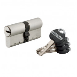 Thirard Cylindre 2 entrées 30 x 65 mm Nickelé mat avec 4 clés Federal Kobleo