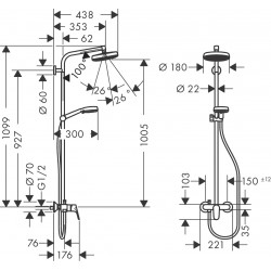 Hansgrohe Colonne de douche Crometta 160 1 jet avec mitigeur mécanique blanc/chr Kobleo