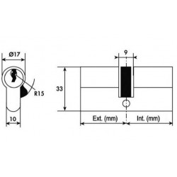 Tesa Cylindre 2 entrées TE5 nickelé Varié 45x45 mm Kobleo