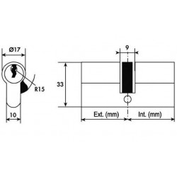 Tesa Cylindre 2 entrées TE5 nickelé Varié 50x50 mm Kobleo