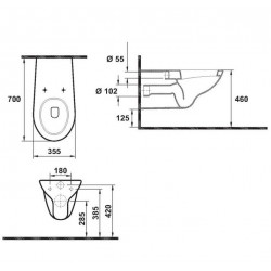 Sider Cuvette suspendue PMR sans abattant 70 cm Kobleo