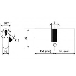 Tesa Cylindre 2 entrées TE5 laiton s'entrouvrant 40x30 mm Kobleo