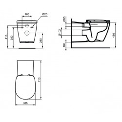 Porcher Cuvette suspendue Matura rallongée sans bride porcelaineVitrifiée 70x3 Porcher Kobleo