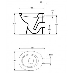 Porcher CuvetteWC indépendante Esculape porcelaineVitrifiée sortie horizontale Kobleo