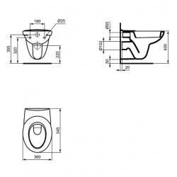 Porcher Cuvette suspendue Esculape 544x361 cm Porcelaine vitrifiée sans trou d Kobleo