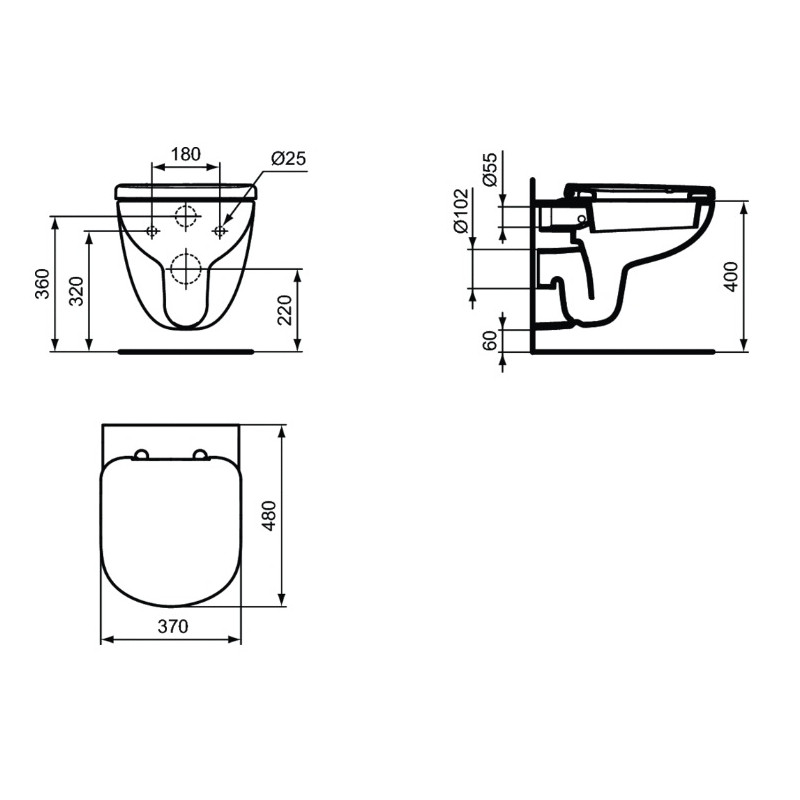 Dimensions cuvette outlet wc standard