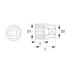 Bahco Douille 1/2 12 pans 14 mm 7800DM-14 Bahco Kobleo Bahco Douille 1/2 12 pans 14 mm 7800DM-14 Bahco Kobleo