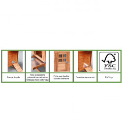 Habrita Foresta Poulailler grande taille 3,45m2 5-8 poules toit bitumé 2 pentes Kobleo Habrita Foresta Poulailler grande taille 3,45m2 5-8 poules toit bitumé 2 pentes Kobleo