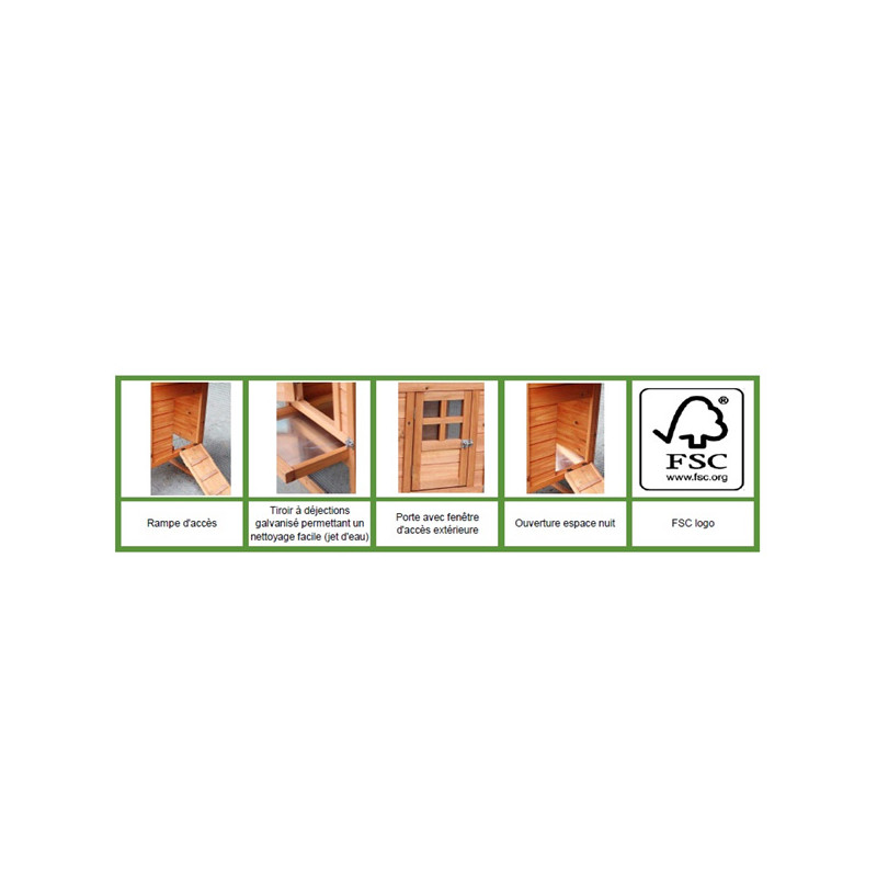 Habrita Foresta Poulailler grande taille 3,45m2 5-8 poules toit bitumé 2 pentes Kobleo Habrita Foresta Poulailler grande taille 3,45m2 5-8 poules toit bitumé 2 pentes Kobleo
