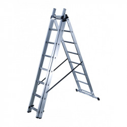 Hailo Echelle transformable 3 plans en aluminium 3 x 8 échelons HobbyStep Kobleo