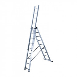 Hailo Echelle transformable 3 plans en aluminium 3 x 9 échelons HobbyStep Kobleo
