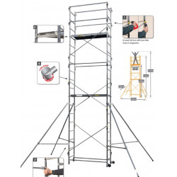 Centaure Echafaudage pour hauteur de travail 6m70 STEN XL 6.70M Kobleo