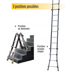 Centaure Echelle pliante articulée télescopique 4 x 3 barreaux H:3,85 TT 3x4 Centaure Kobleo
