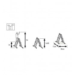 Hailo Echelle multifonction articulée 4 positions avec plateforme Hailo Kobleo